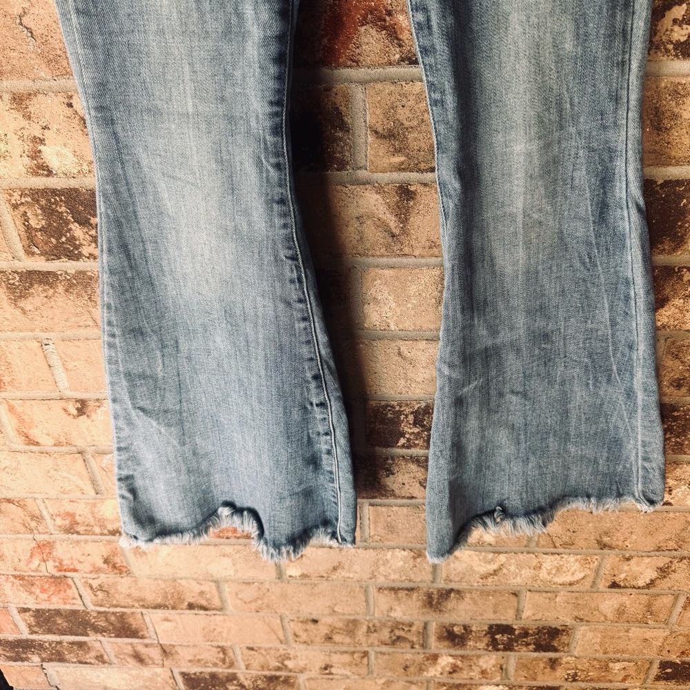 Raw hem Flare Jeans in Classic Blue - Picture 6 of 9